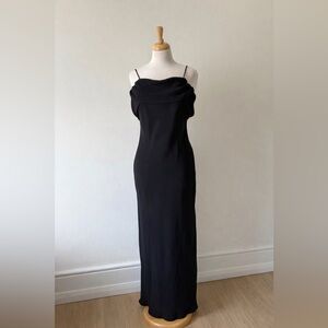 Vintage 90s Jessica Black Maxi Prom Dress | Made in Canada | Bow Back Detail